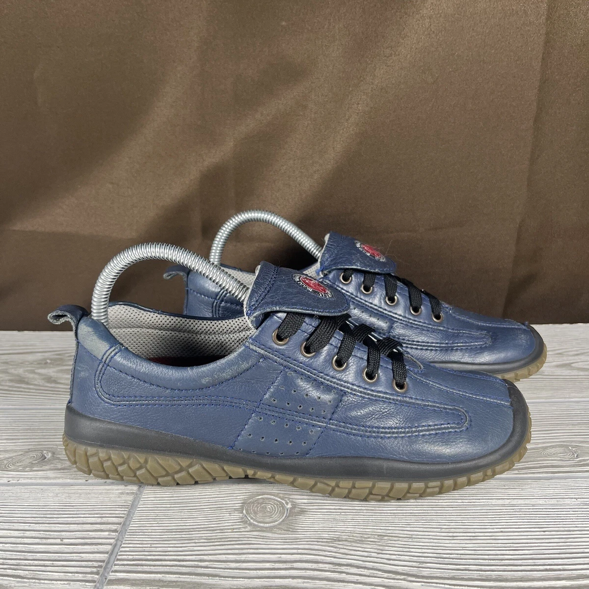Ecco Blue Leather Walkathon Walking Shoe Casual Sneaker EU38 Womens 7