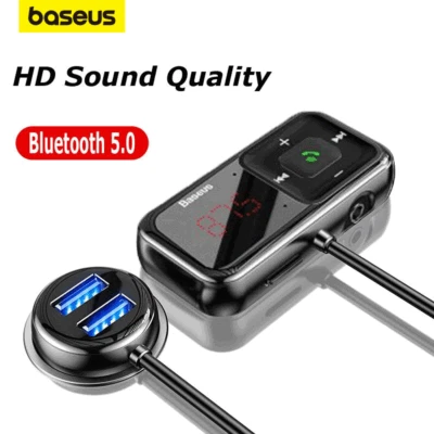 BASEUS FM Transmitter Auto Bluetooth 5.0 KFZ Radio Adapter Dual USB Ladegerät für Handy