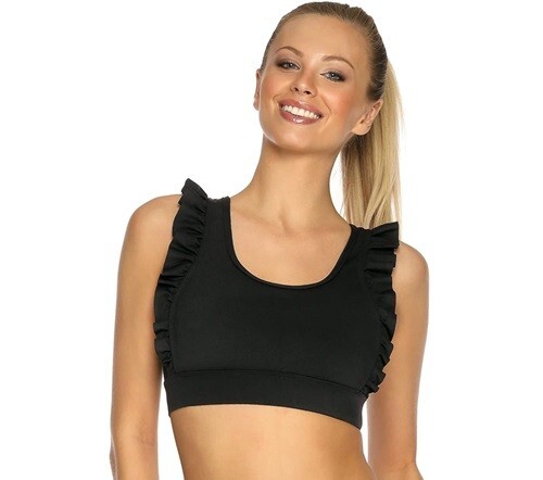 RELLECIGA Ruffle Scoop Neck Sports Bra Supportive Large Size-image