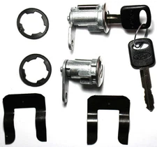 NEW PAIR FORD  DOOR LOCK KEYED CYLINDER W/2 OEM FORD OVAL LOGO KEYS TO MATCH