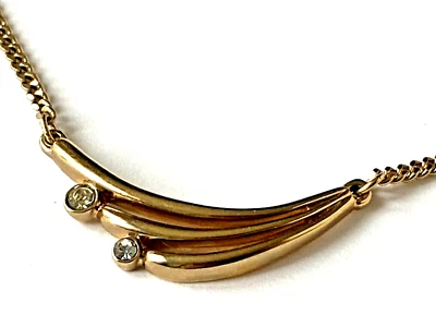 Beau COLLIER Doré strass VINTAGE signé AVON Doré strass 46,7cm ! - Photo 1/4