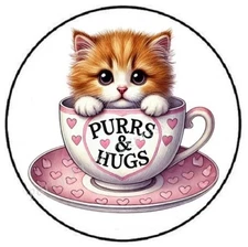 PURRS AND HUGS CAT VALENTINES DAY ENVELOPE SEALS LABELS STICKERS PARTY FAVORS
