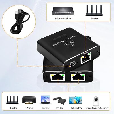 LAN Splitter 1 auf 2 High Speed 1000Mbps Netzwerk Switch 2 Port RJ45 Switch DHL