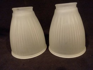 2 White Frosted Glass Replace Ceiling Fan Light Shade Globe