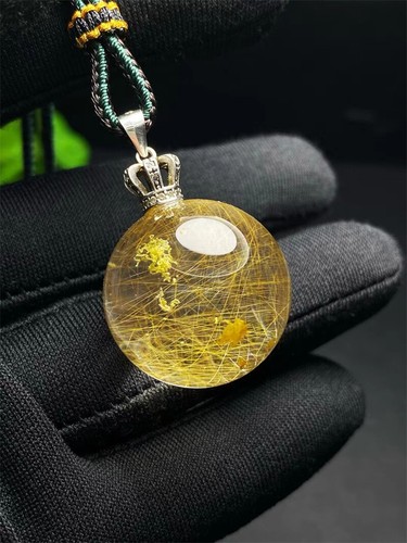 Colgante esfera cristal curativo bola cuarzo rutilado dorado natural 22,9 g Reiki - Imagen 6 de 8