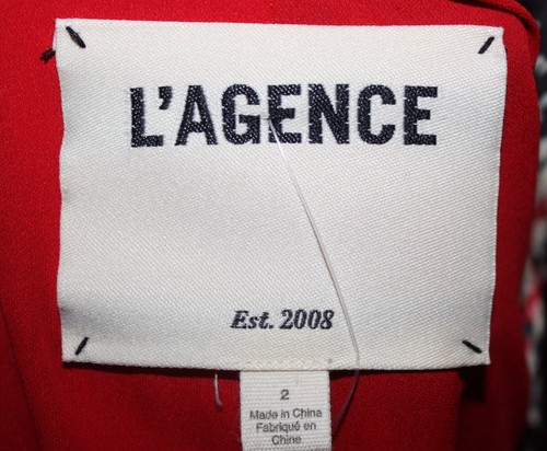 NEW L'Agence Taryn Red Silk Houndstooth Check Print Blazer Sz 2 NWT $750 - Picture 14 of 15