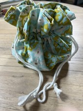 Jewelry Bag Travel Organizer Drawstring Bag Purse Handmade Green Blue White