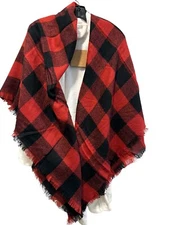 Women's Plaid Shawl Wrap Cape Tassel