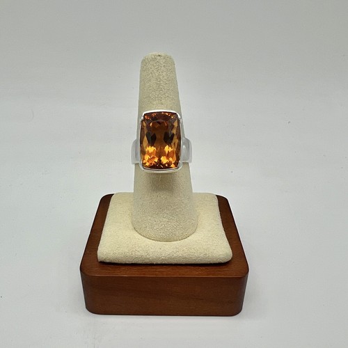 15.71 Carat Natural Citrine & Sterling Silver Ring Size 8.5 12 Grams - Picture 3 of 10