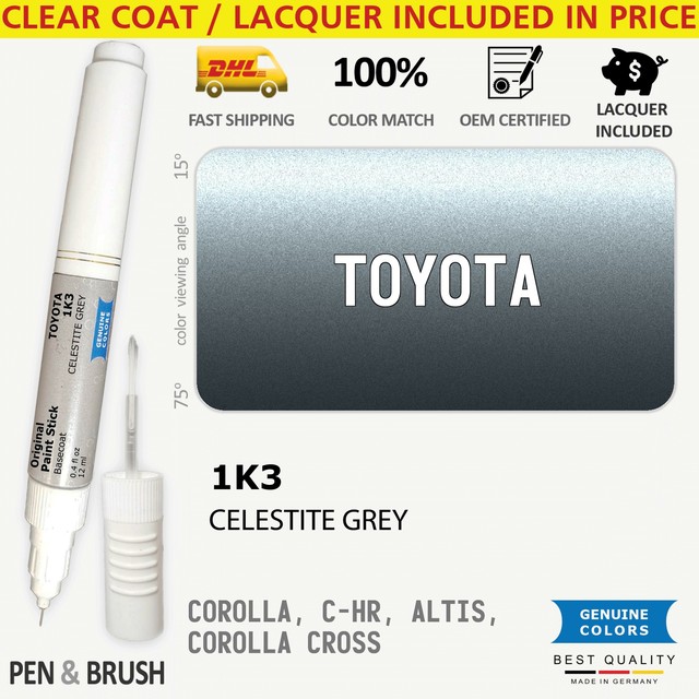 1K3 Touch Up Paint for Toyota Gray COROLLA C HR ALTIS CROSS CELESTITE