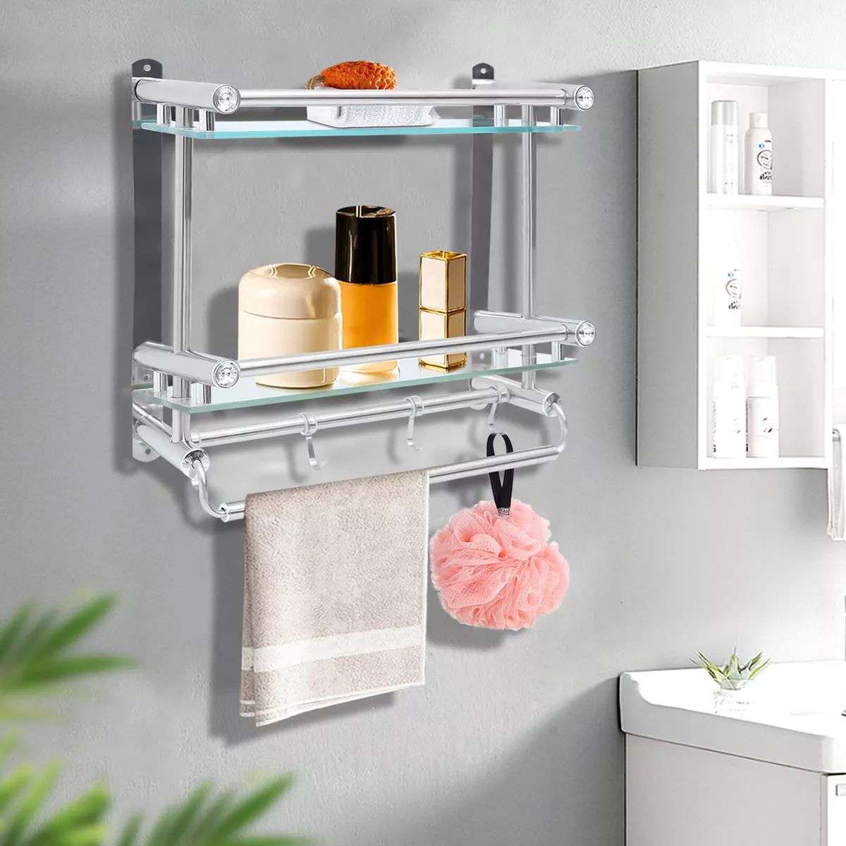 Wall Mounted Bathroom Storage Rack, Bathroom Hanging Shelf