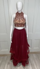NEW Blondie Nites by Stacy Sklar 2 Piece Long Mesh Skirt Bead Prom Dress Size 3