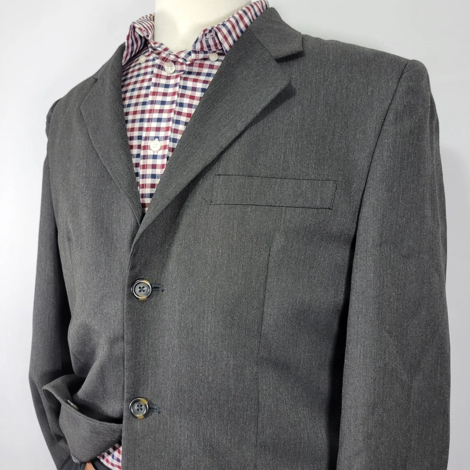 Abrigo deportivo Merona para hombre tres botones negro carbón espiga mezcla de polietileno 40R Foto 3 de 4