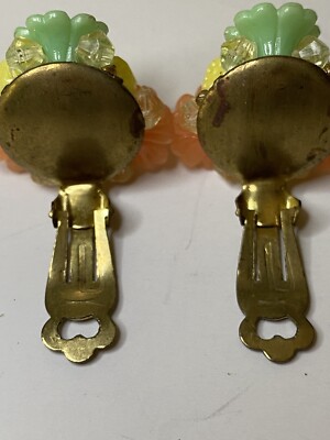 Boucles D'oreilles Clips Vintage En Lucite Transparent - Moderniste West Germany - Occasion Excellent état