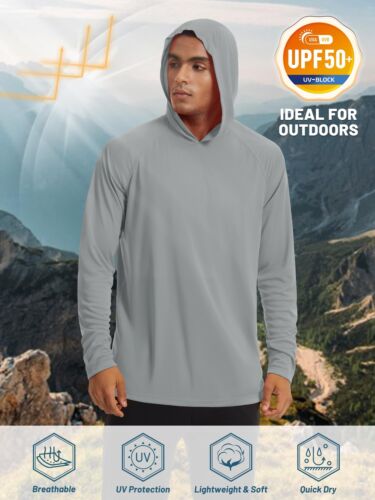 UPF50+ Men's Long Sleeve Fishing Shirts UV Protection Hoodie Casual Sport Shirts - Picture 27 of 73