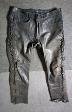 Louis Vanucci women's lace-up leather jeans/biker leather pants black size 42