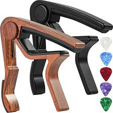 Guitar Capo 2 Pack Acoustic Electric Metal Quick Change With 6 Picks