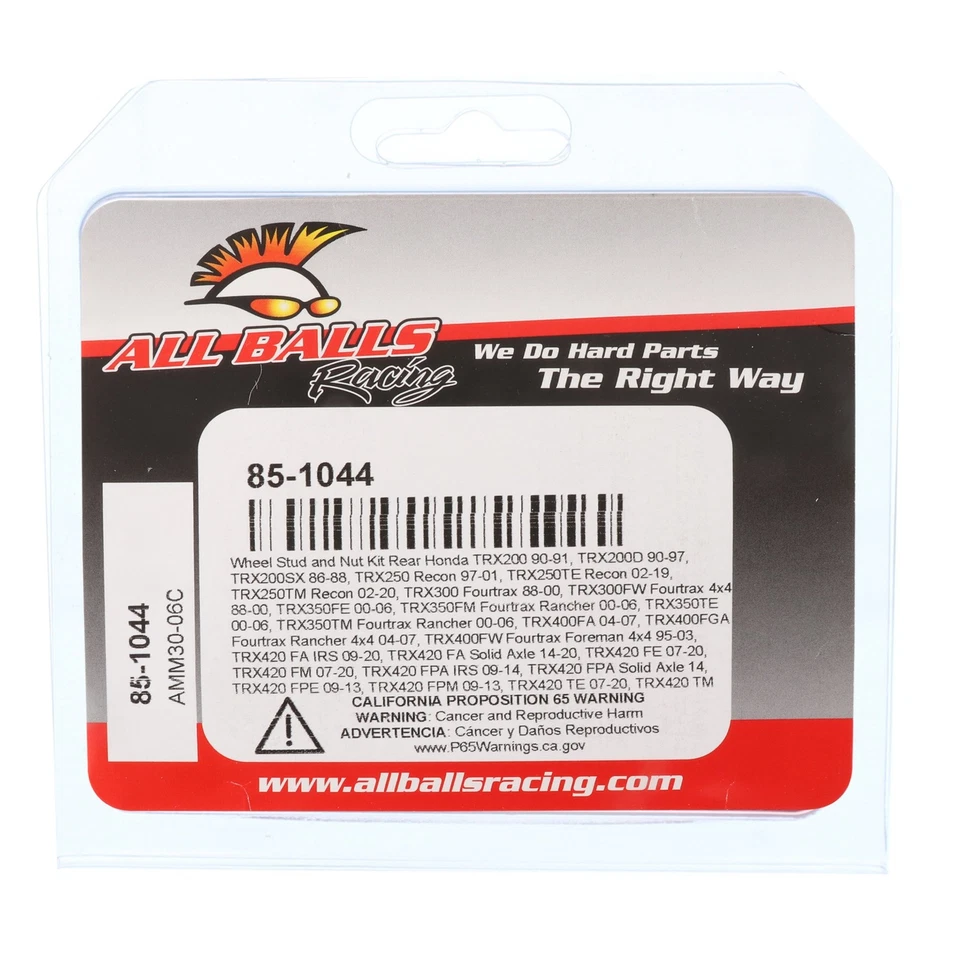 New All Balls Wheel Stud and Nut Kit 85-1044 for Honda TRX 400 FGA 04 05 06 07 - Image 4 of 4