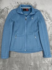 Spyder Major Cable Knit Core Jacket Womens Small S Blue Full Zip Stryke Fleece