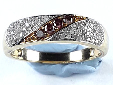 9ct Yellow Gold Ring with 4 Cognac & 62 Colourless Diamonds,  size P, 3 grams