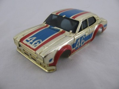 Aurora AFX HO Super Magnatraction Gold Chrome #46 Ford Escort Body Only #1103 EX