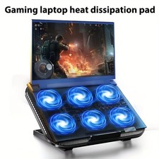 Cooling Pad with 6-Core Exhaust Quiet Fans Silent Table Stand For 12"-17" Laptop