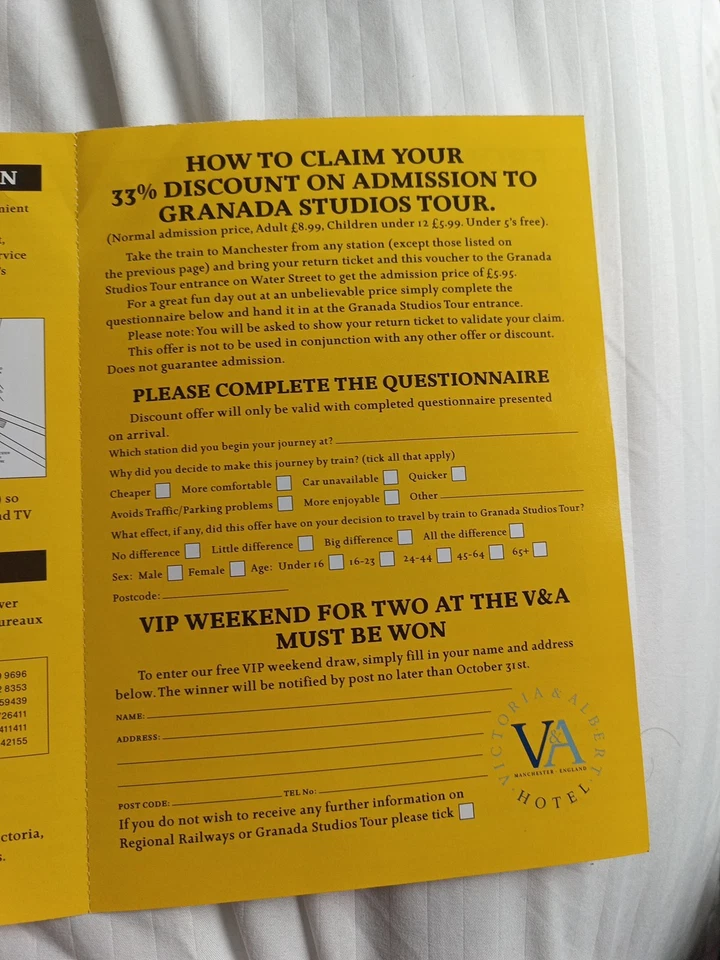 Vintage Granada Studios Tour (Regional Railways) Leaflet 1992 - Image 4 of 4