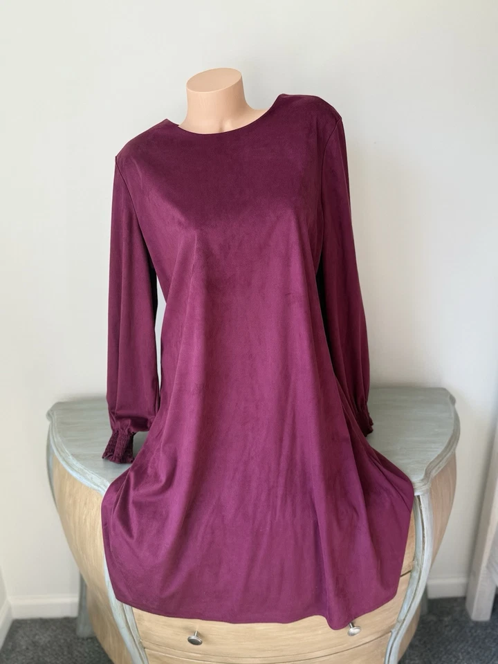 Vestido Anne Klein Micro Gamuza 10853353 Chianti Rojo XL Borgoña Vino Suave Mantequilla Foto 2 de 4
