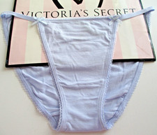 VICTORIA'S SECRET Cotton String Bikini Panty VS Blue S M L XL Bows NWOT
