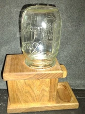 Vintage Wooden Candy Dispenser with Glass Mason Jar 🍬