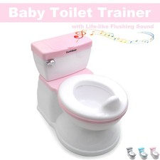 Pink Toddler Potty Training Toilet w/ Flushing Sound Handle Baby Chair Seat