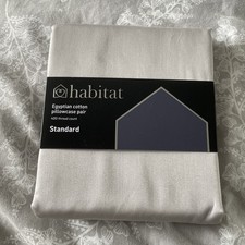 Habitat Egyptian Cotton Standard Pillowcase Pair- Grey- 400 Thread Count- BNWT