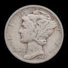 90% Silver - 1944 Mercury Dime Circulated - 03-13