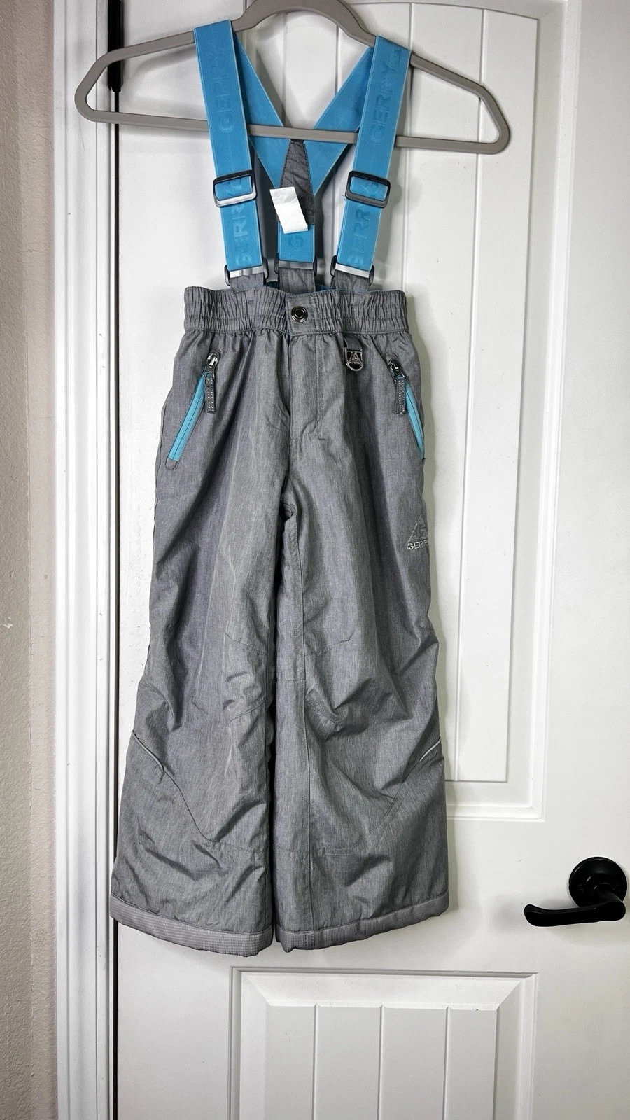 Gerry Kids Snow Bib Pants adjustable suspenders Toddlers Sz XS 5/6 Gray NWOT
