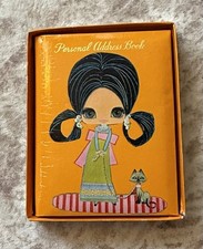 Vintage 1960 Big Eyed Girl Address Book From Japan Featuring Kitsch Illustration