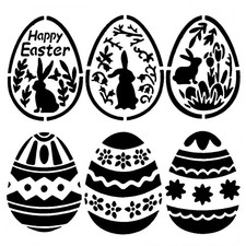 Really Great Stencils, Easter Eggs 2 6x6", Decorated Eggs, Bunnies, Flowers, Fun