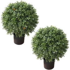 2'T 19''D Topiaries Trees Artificial Outdoors 2 Pack Fake Boxwood Bushes Outs...