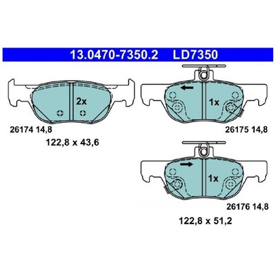ATE Bremsbelag-Satz Bremsklötze hinten BDYS2643ZA DFZ52643Z DGY62643Z | 327822