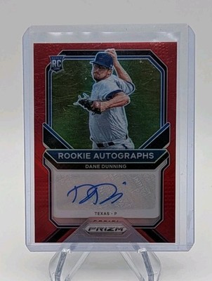 Dane Dunning 2021 Panini Prizm #RA-DD Red Prizm Rookie Auto RC #d/99 Rangers