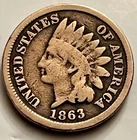1863 Indian Head Cent Penny Civil War Era Copper Nickel Good Detail JC1797