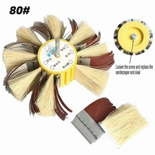 5.91 in Shaft Mounted Sisal Emery Polishing Wheel for Wood Metal Sanding