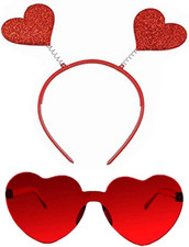 Heart Headbands and Sunglasses for Valentine's Day, Weddings, and Parties