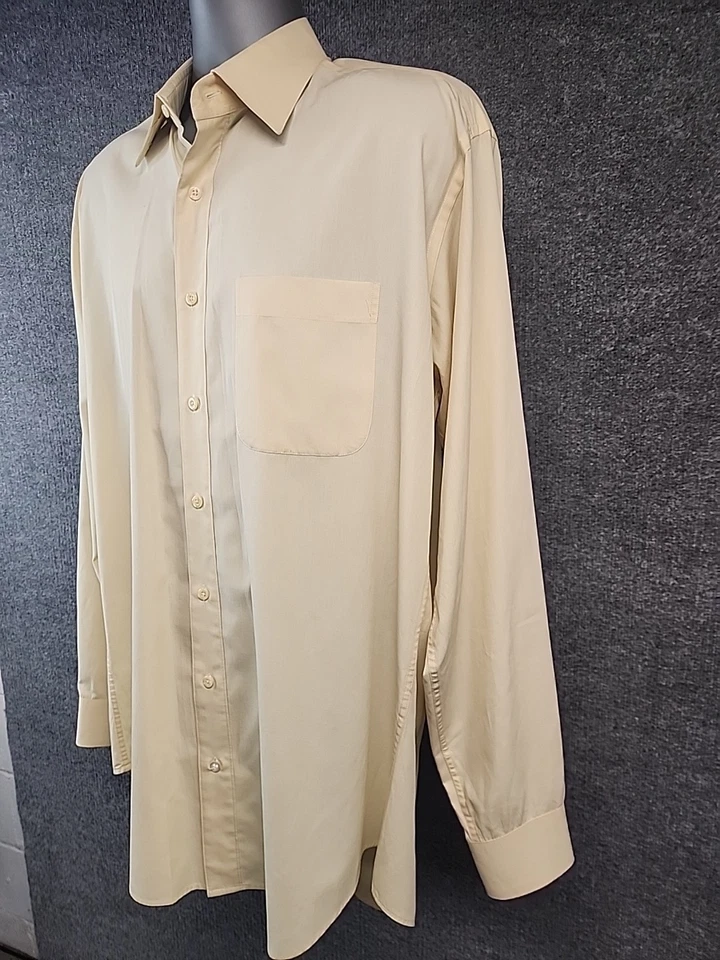 Italo Mondo Men’s 16.5 36/37 Tall Button Down Dress Shirt Collar Light Yellow - Image 2 of 4