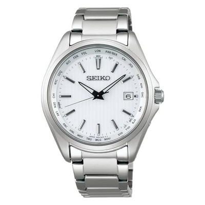 Seiko Selection SBTM287 Titanium Solar Radio World Time Watch White Dial Japan 