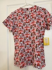 Revel Gnome Christmas scrub top, medium