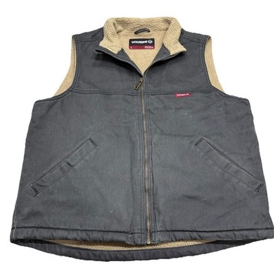 Wolverine Men's Gray Upland Vest Sherpa Fleece Lined Canvas Workwear  Size Large