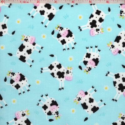 Kids Print Cow Animal By The Yard 100% Cotton Quilting Fabric 49705-Blue