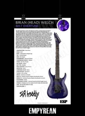 Korn Brian Head Welch LTD SH-7 EverTune ESP Guitar Poster Art