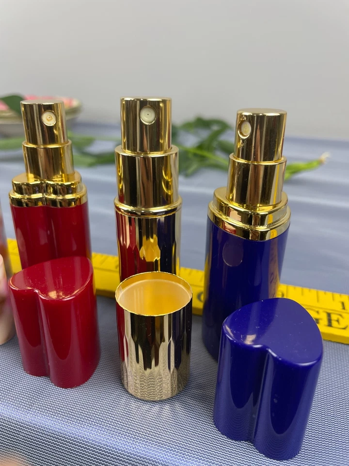 Botella de perfume de viaje de metal vintage usada 5 ml Foto 3 de 4