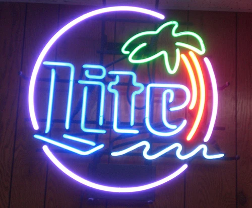 MILLER LITE BEER NEON SIGN - PALM TREE - VINTAGE - ORIGINAL